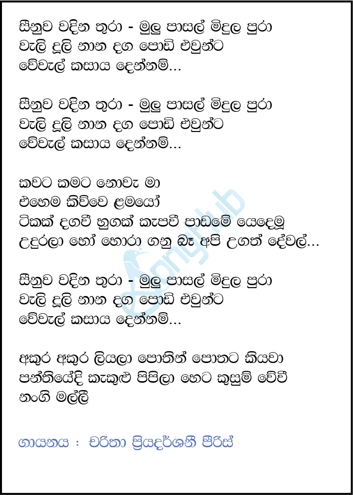 Seenuwa Wadina Thura (Cassette Eka) Lyrics