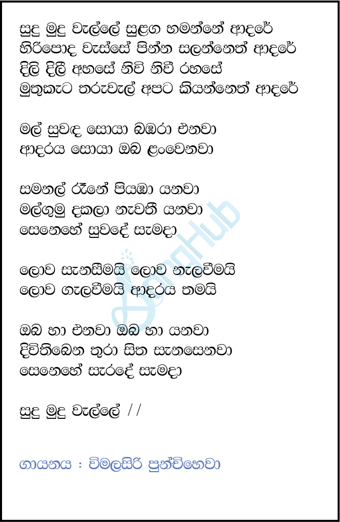 Sudhu Mudhu Welle Lyrics