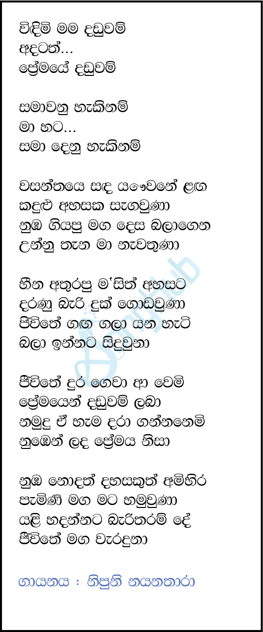 Vindimi Mama Danduwam Lyrics