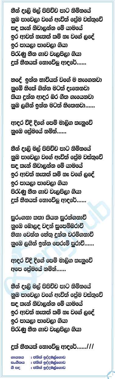 Heendari Mal (Cover) Lyrics