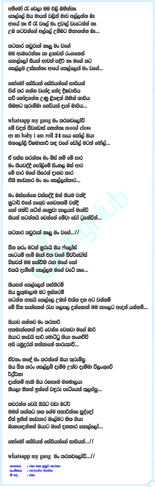Homo sepiyan Lyrics