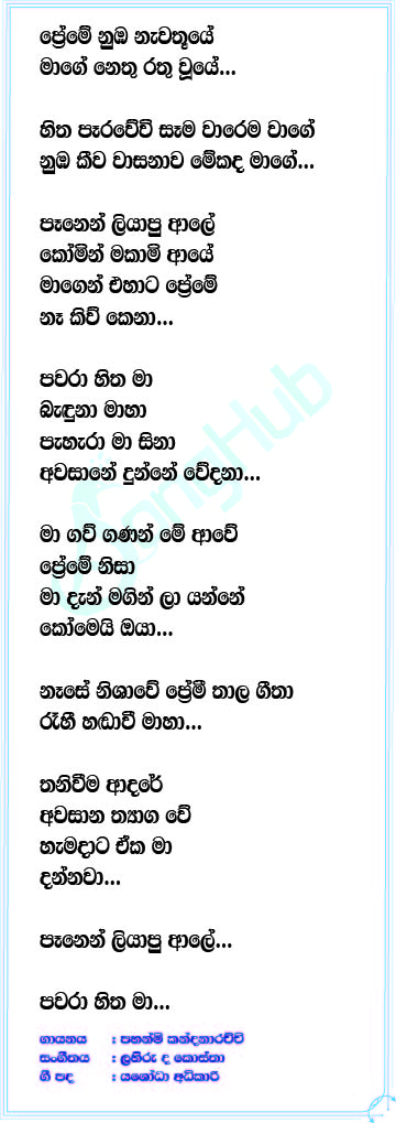 Panen Liyapu Aaley Lyrics